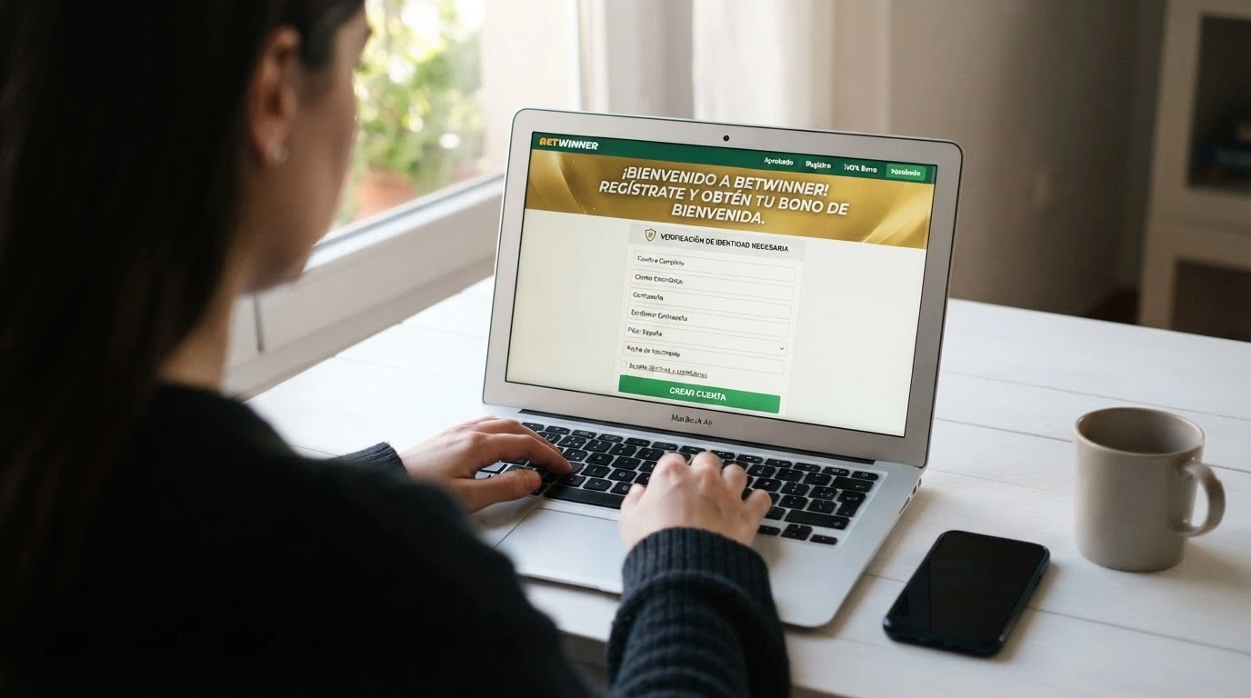 Pantalla de registro en un casino online con el mensaje de bono sin depósito y el aviso de verificación de identidad obligatorio