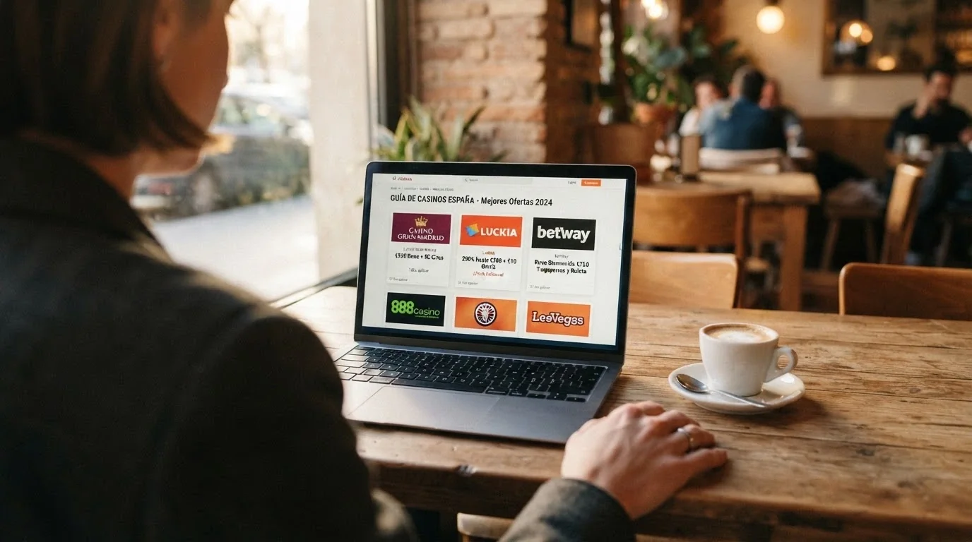 Tabla comparativa con los logotipos y ofertas destacadas de varios casinos online nuevos en España