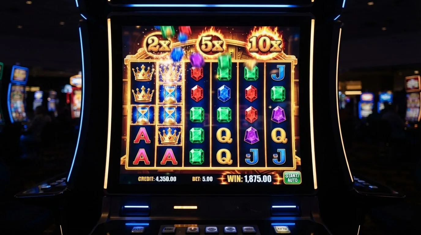 Pantalla del slot Gates of Olympus Super Scatter mostrando los multiplicadores en cascada