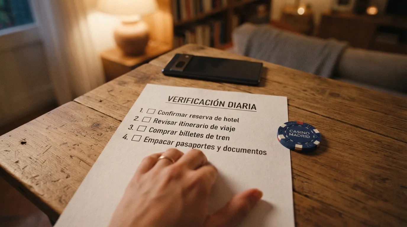 Lista de comprobación visual con los pasos para reclamar un bono sin depósito: verificar licencia .es, leer el rollover, comprobar la caducidad y la ganancia máxima