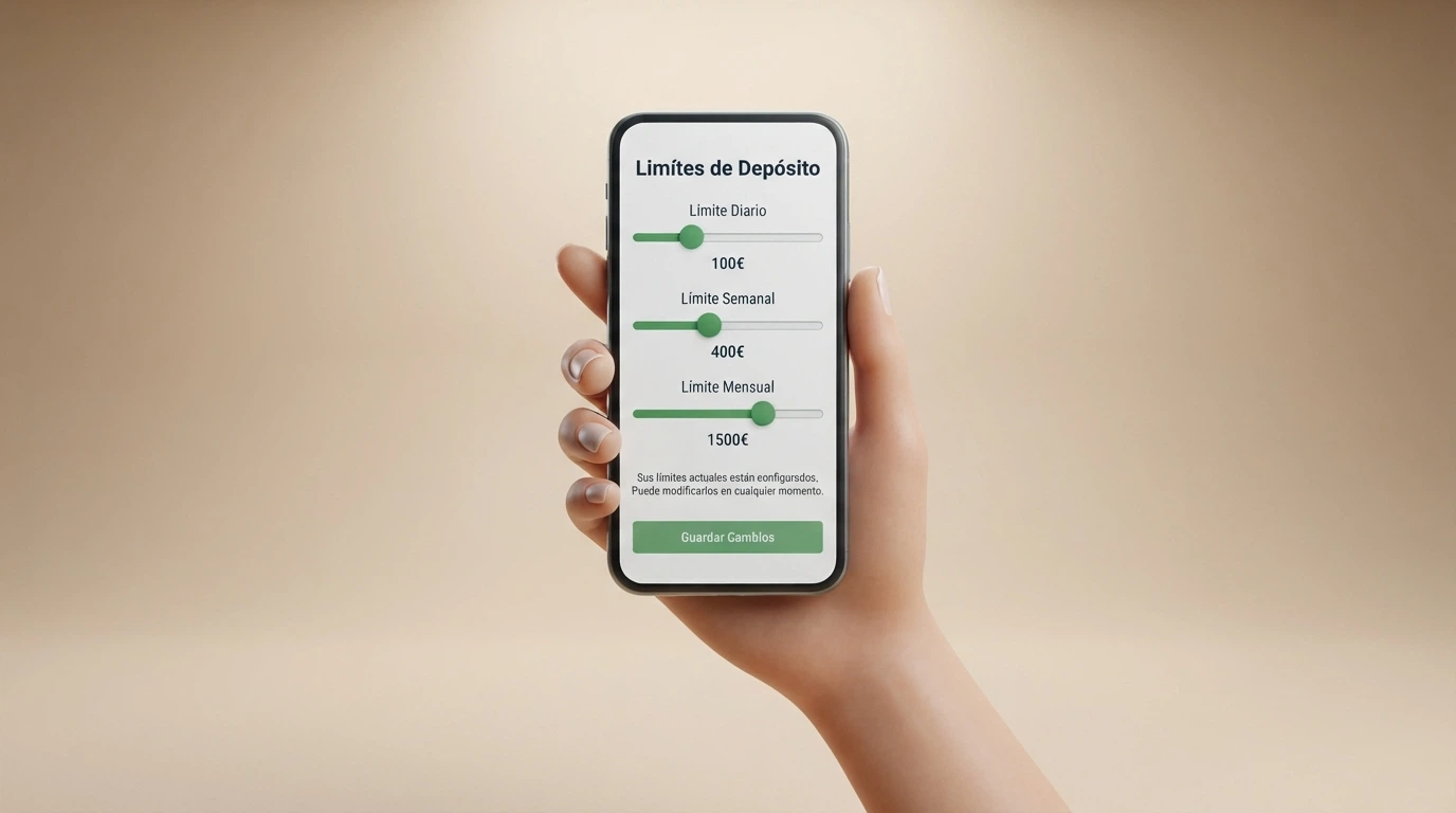 Interfaz de límites de depósito de un casino online con los controles deslizables de importe diario, semanal y mensual