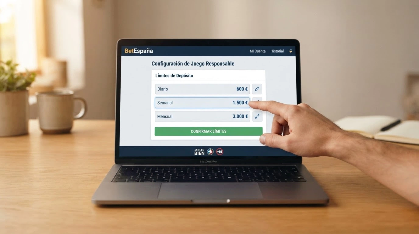 Panel de configuración de límites de depósito en la sección de juego responsable de un casino online español