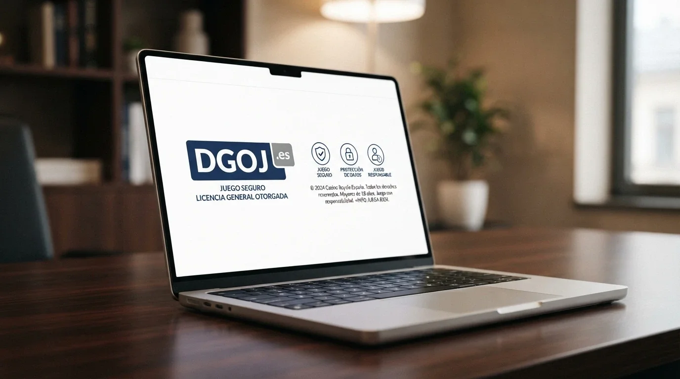 Captura de un pie de página de casino con el logotipo de la DGOJ, el dominio .es y los sellos de juego seguro