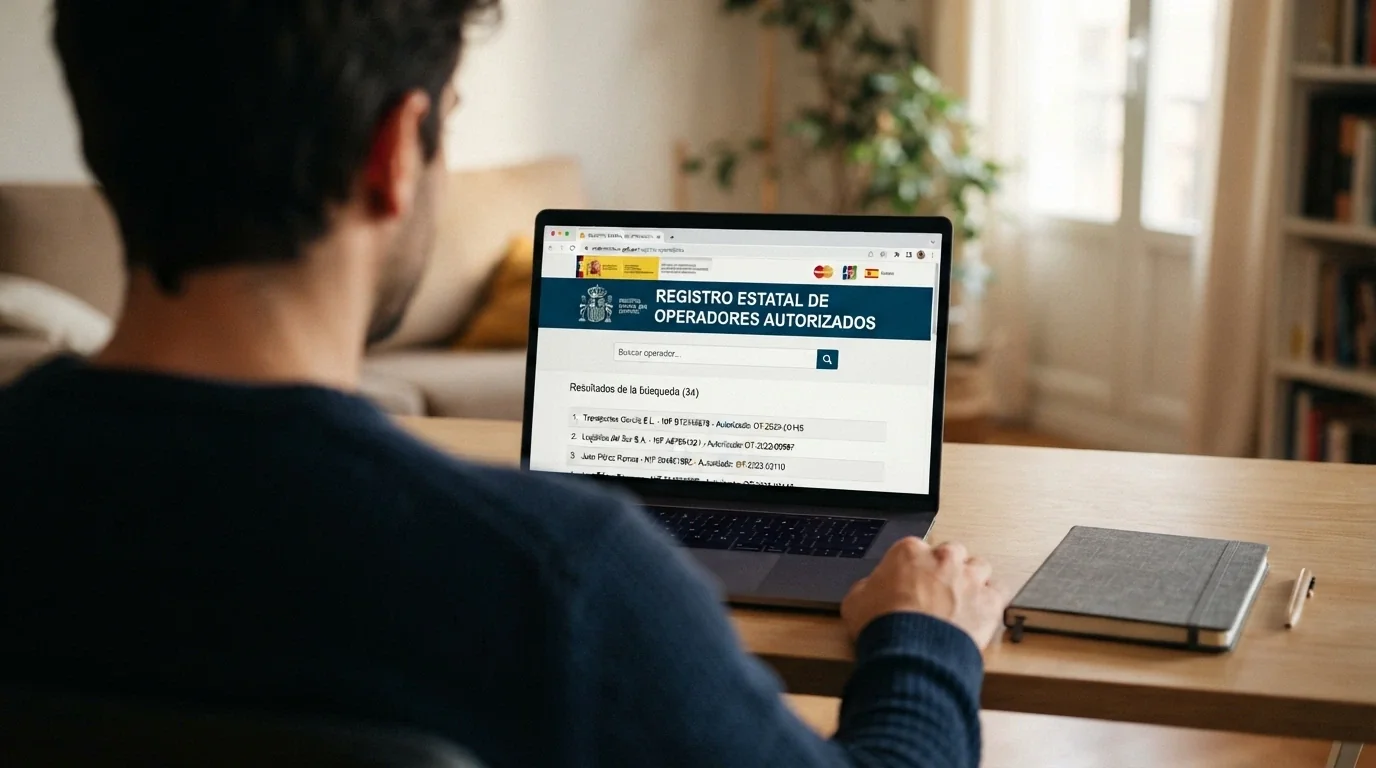Captura del sitio web de la DGOJ mostrando el registro público de operadores autorizados con dominio .es