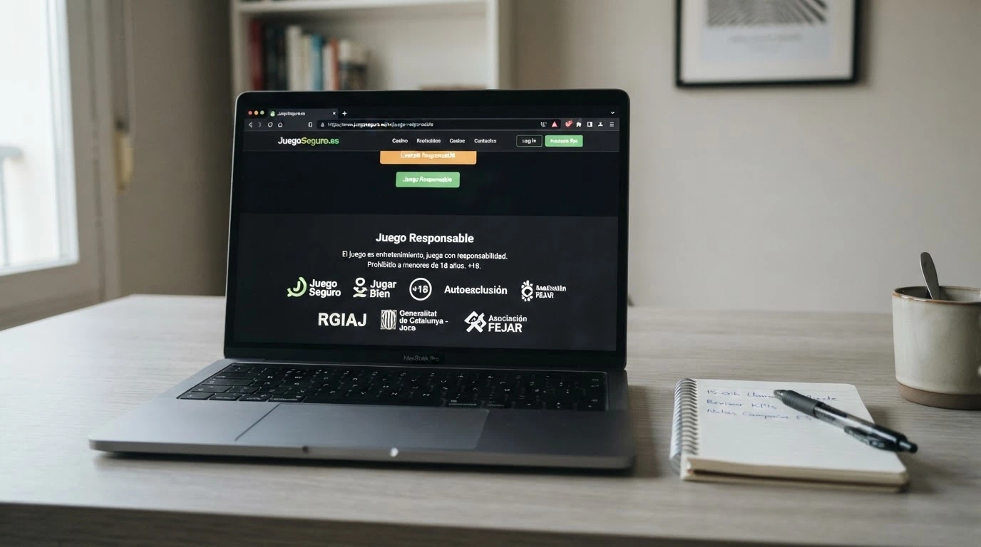 Captura del apartado de juego responsable y licencia en el pie de página de un casino con dominio .es