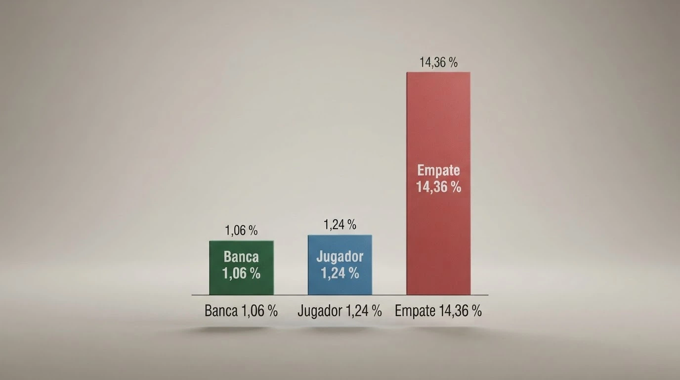 Gráfico con los porcentajes de ventaja de la casa de cada tipo de apuesta en baccarat