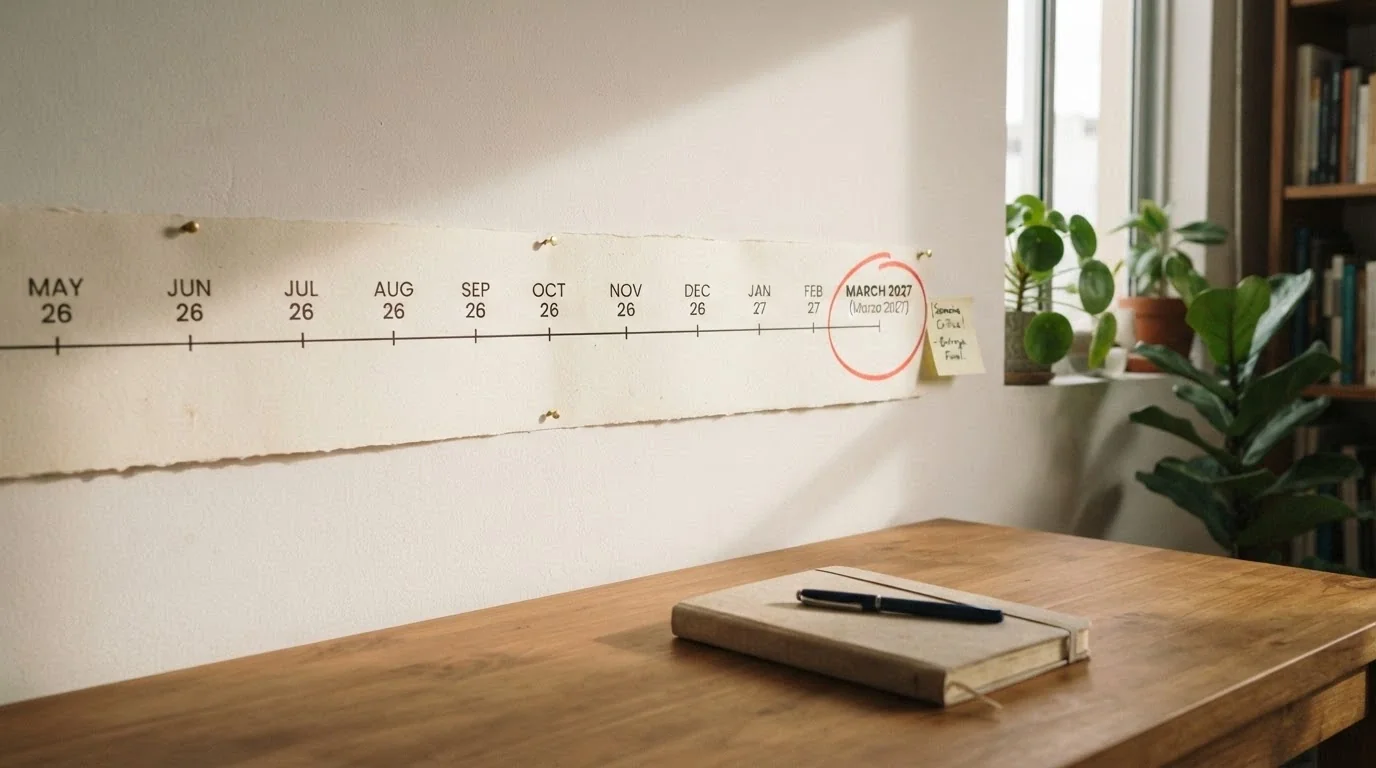 Un calendario abierto en el mes de marzo de 2027 con un círculo rojo alrededor del día 25 y las siglas DGOJ visibles