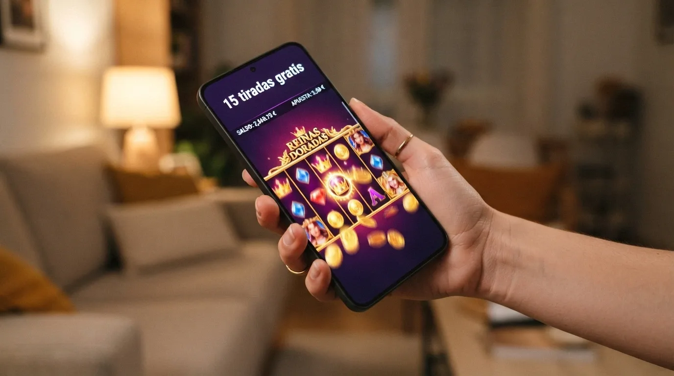 Primer plano de una slot online con el contador de tiradas gratis activo y el mensaje «sin requisito de apuesta»