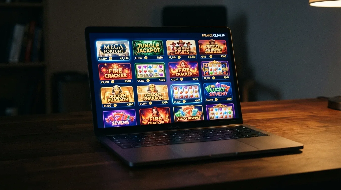Parrilla de tragaperras en un casino online con saldo en XRP, con proveedores como Pragmatic Play y Hacksaw visibles