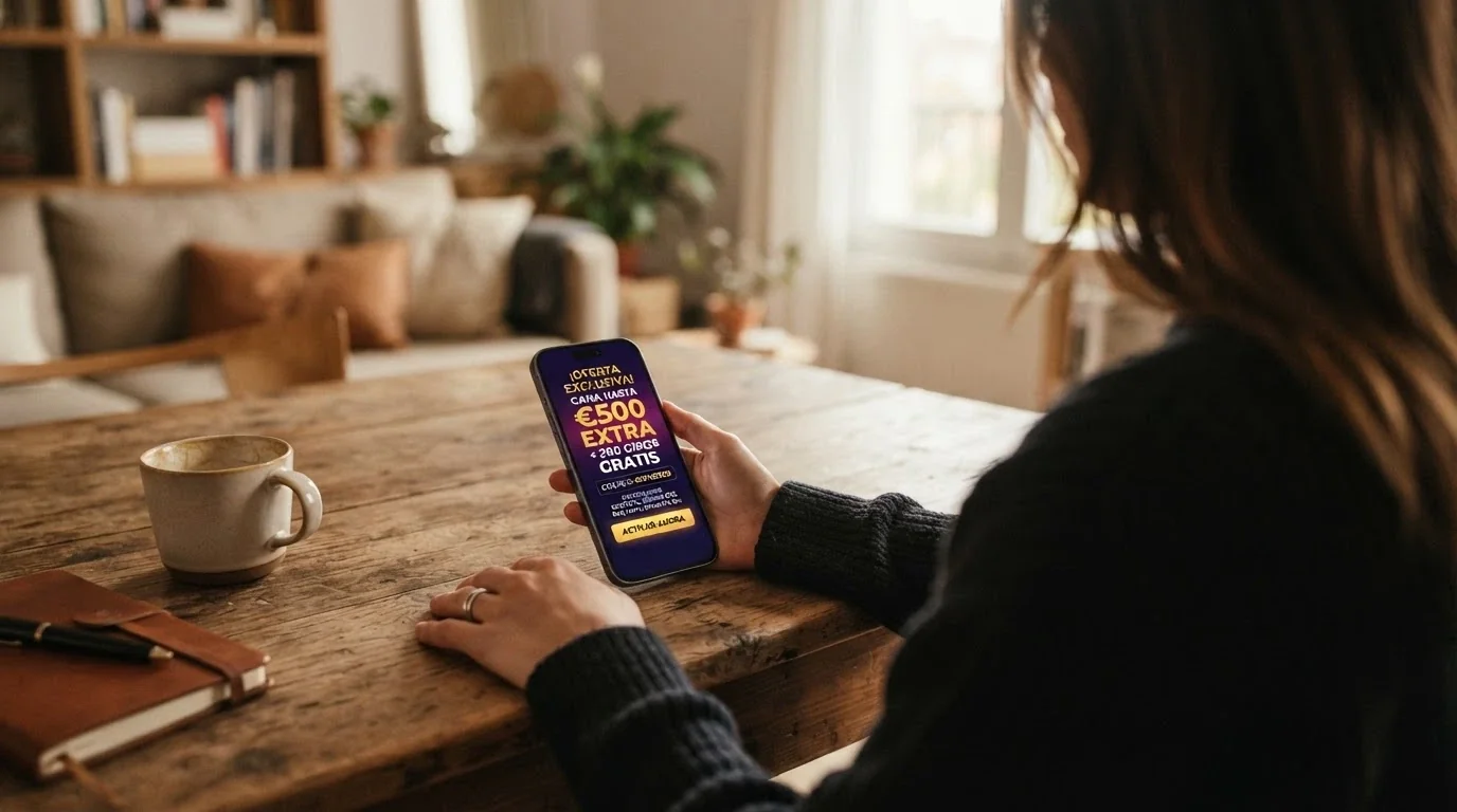 Jugador consultando las condiciones de un código promocional desde un teléfono móvil